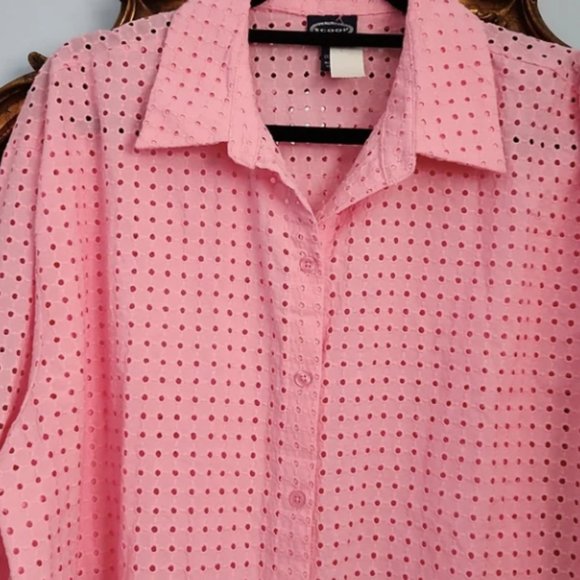 Pink eyelet button up - Picture 7 of 7